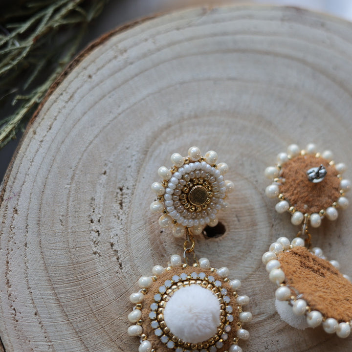 Boreal Forest Beads Tiered Tufted Earrings