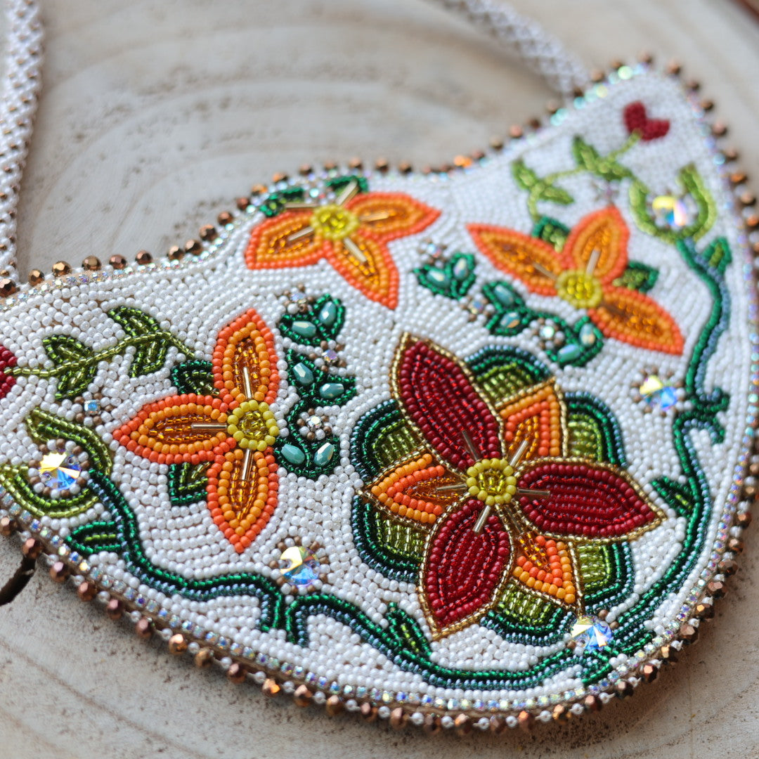 Ironstar Co. Orange Floral Beaded Medallion