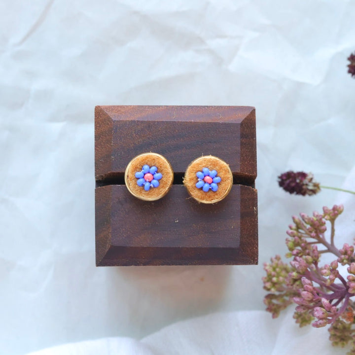 Deneyounen Designs Petite Floral Moose Hide Studs