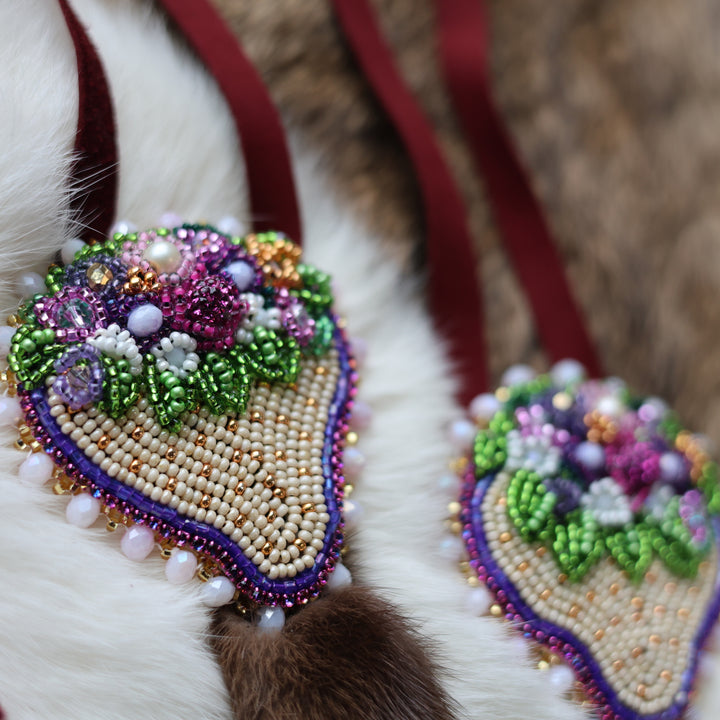 Mercedes G. Beaded Strawberry Hair Ties With Mink Detail