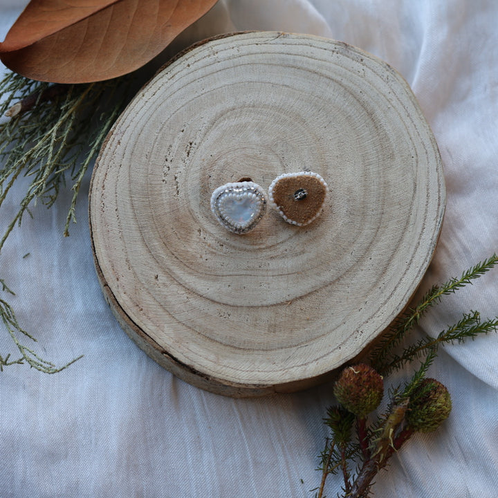 Boreal Forest Beads Tiny Gem Heart Beaded Earrings
