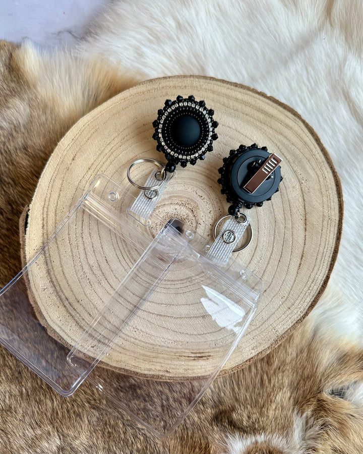 One Fire Beads Black Beaded Badge Reels