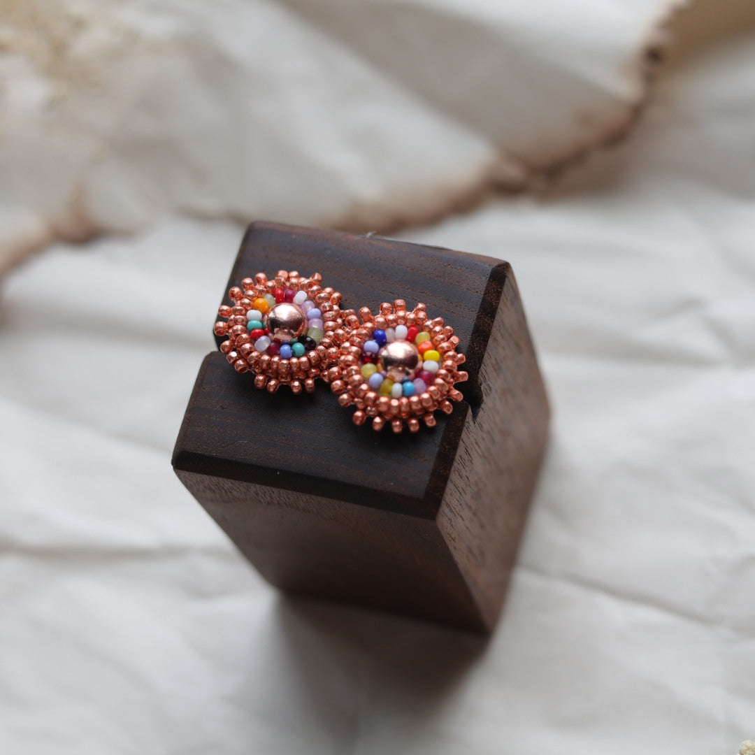 TLee Beads Tiny Brass Conch Beaded Studs