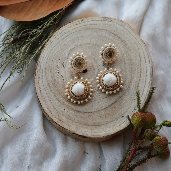 Boreal Forest Beads Tiered Tufted Earrings