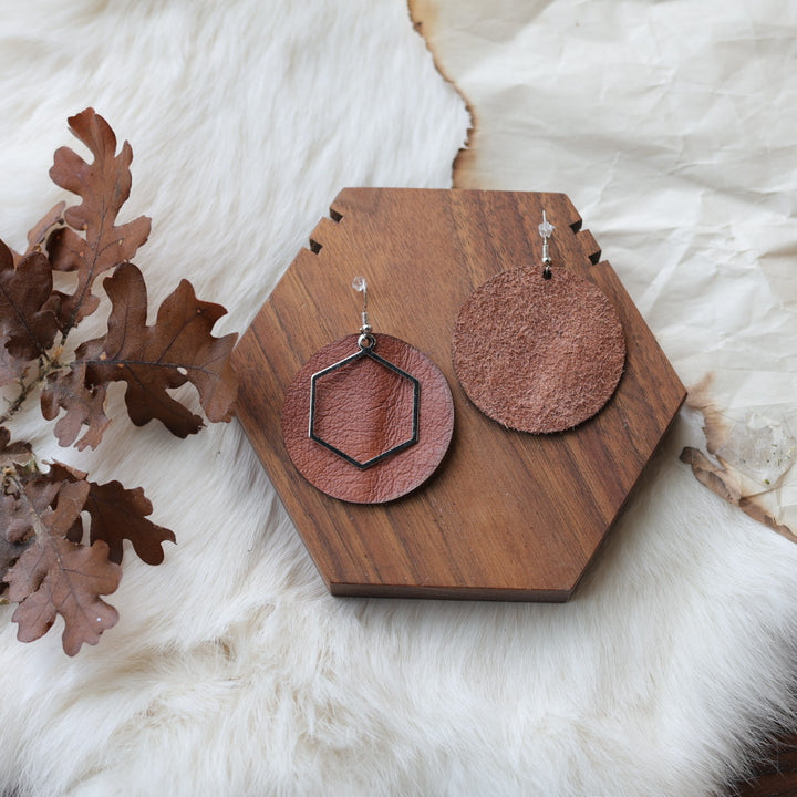 1885 Leather Co. Round Leather Drop Earrings