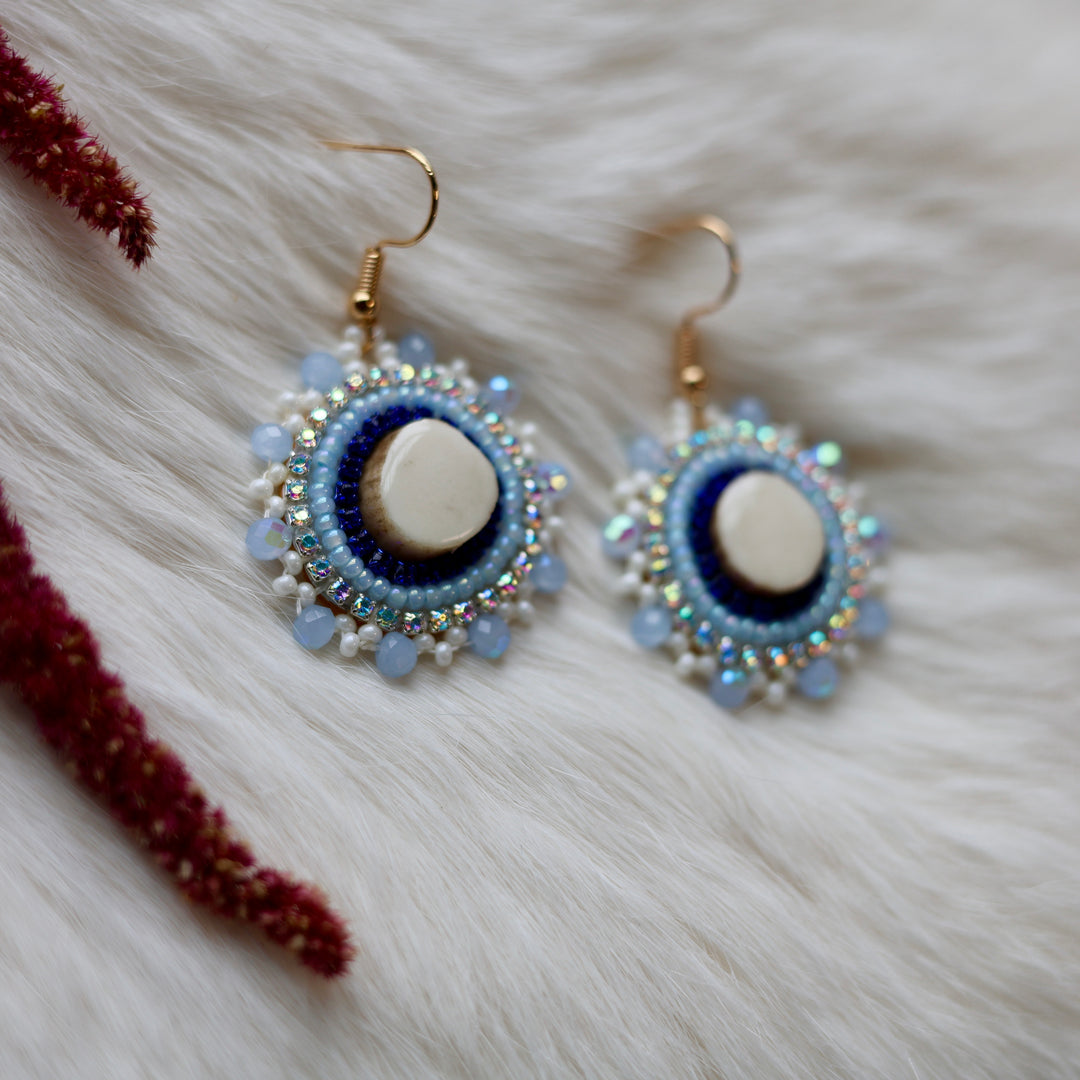 Mercedes G. Petite Blue Antler Earrings