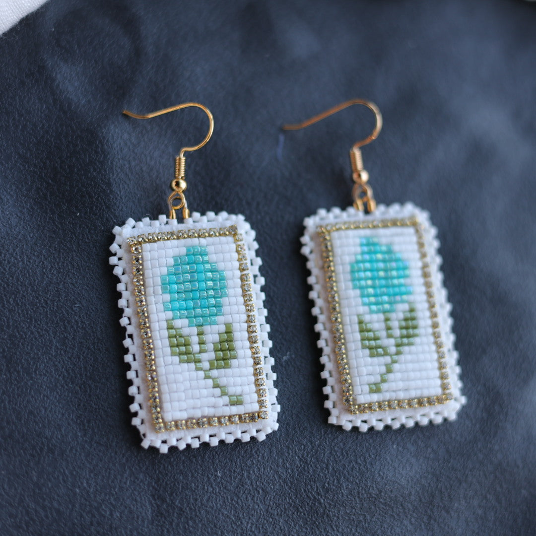 Beth Rose Designs Loomed Rose Drop Earrings