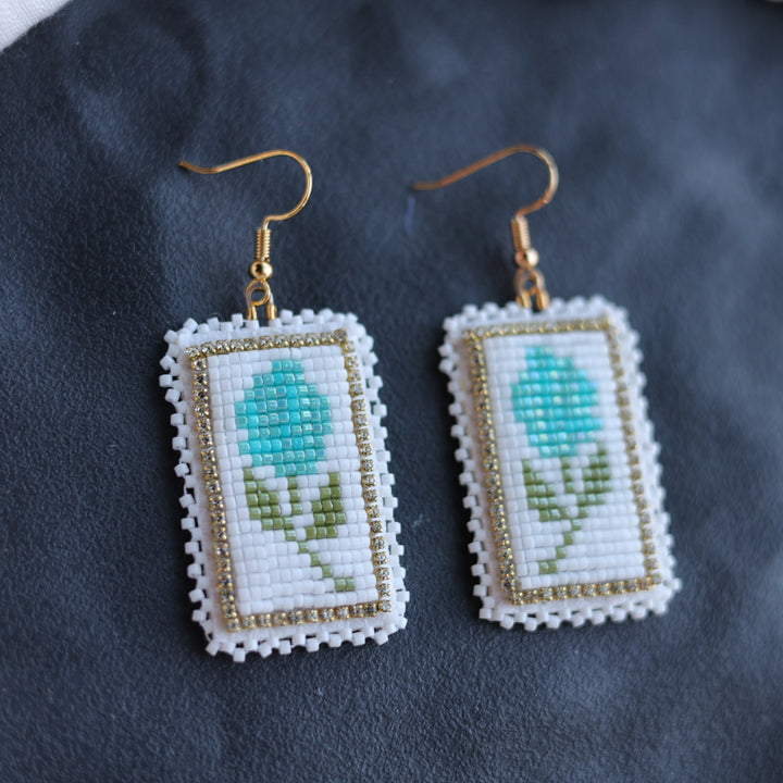 Beth Rose Designs Loomed Rose Drop Earrings
