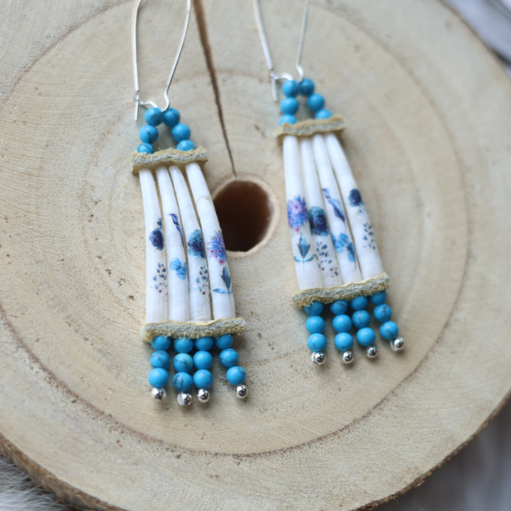 Janet L. Stacked Dentalium Earrings