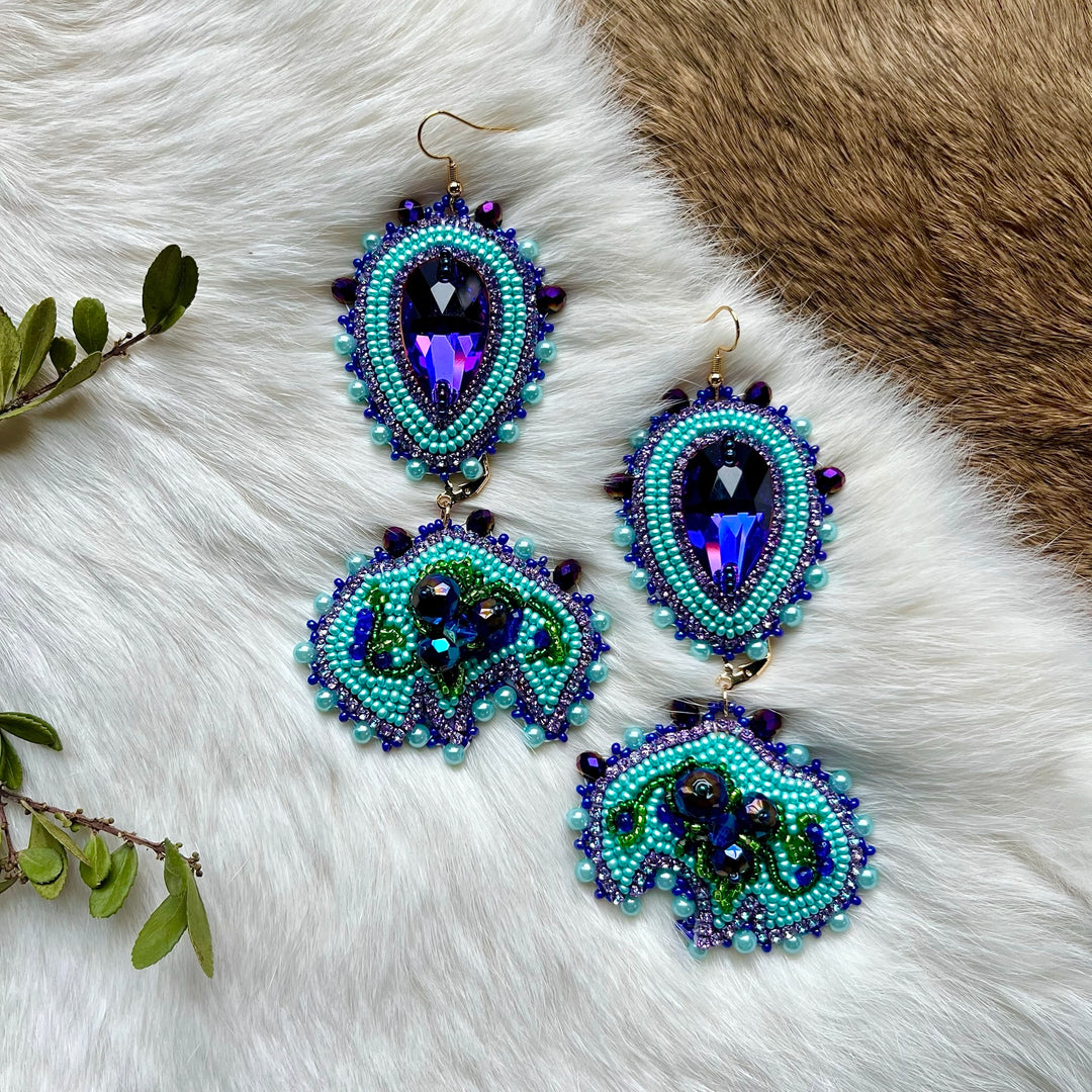 Mercedes G. Blueberry Medallion & Bison Earrings