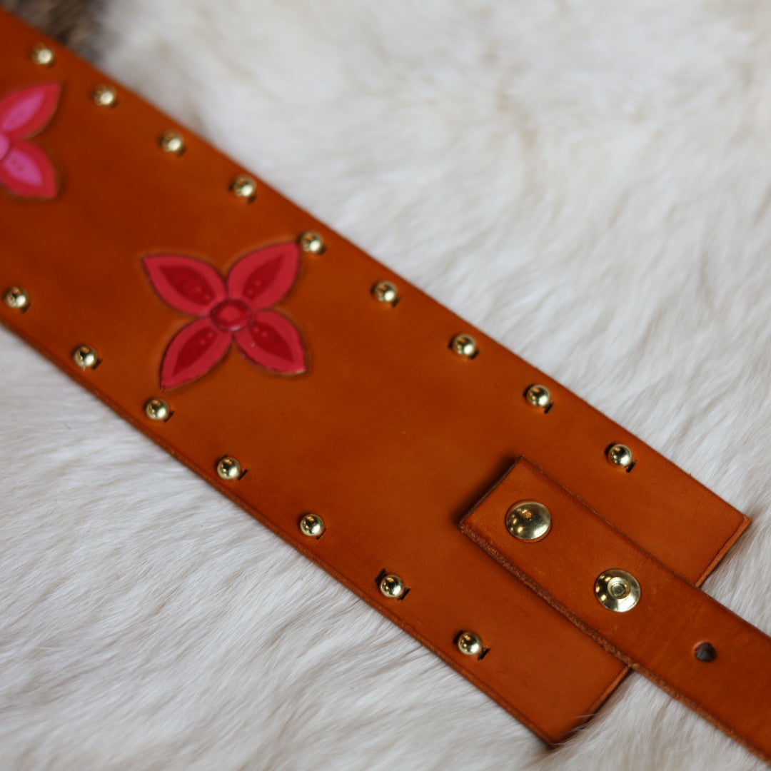 Iskotew Pahkekin Children's 26" Floral Painted Leather Belt
