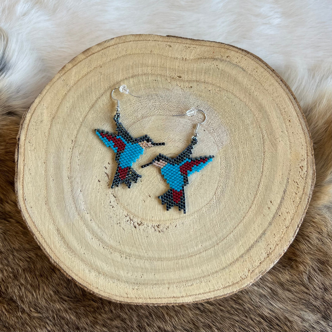 Janet B. Beaded Hummingbird Earrings