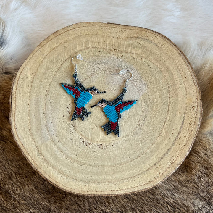 Janet B. Beaded Hummingbird Earrings