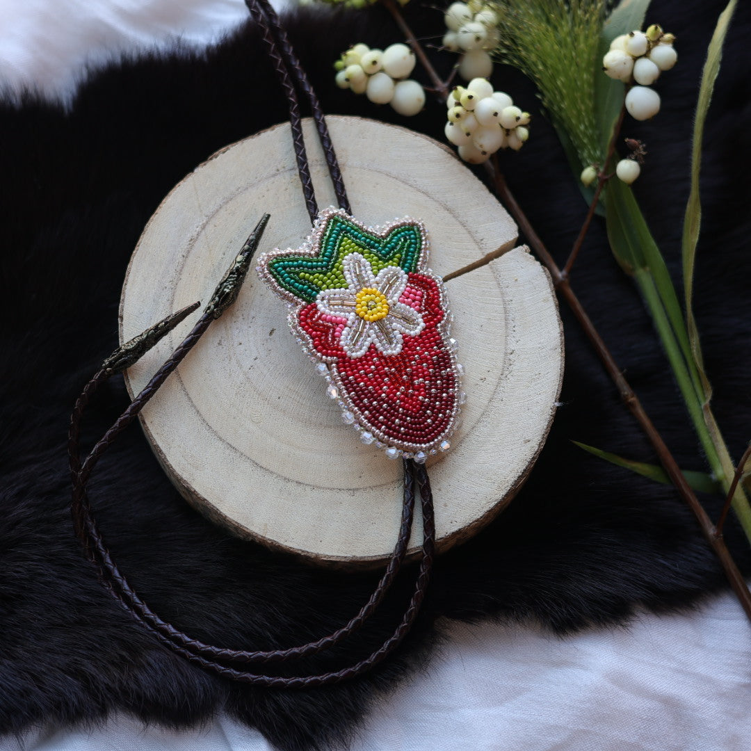 Ironstar Co. Strawberry Beaded Bolo Tie