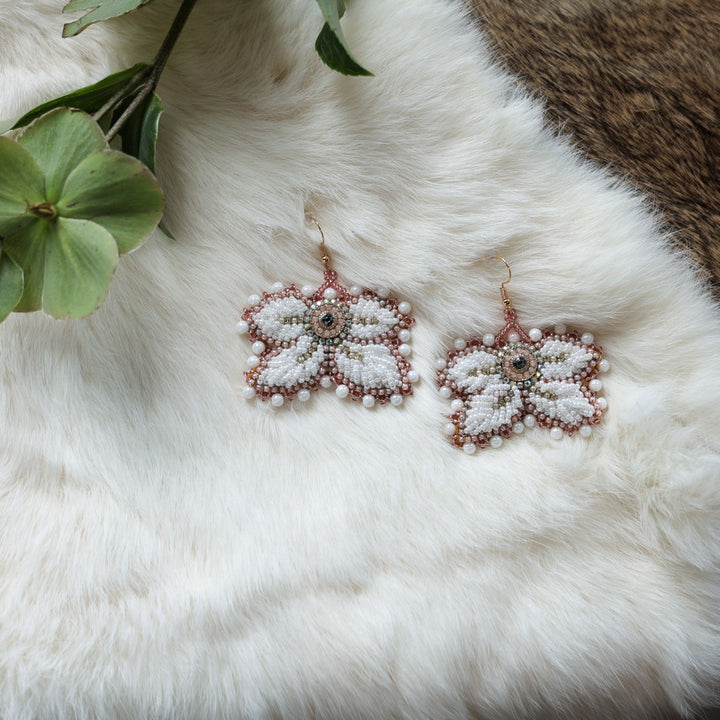 Mercedes G. Rose Gold Raised Half Floral Earrings Small