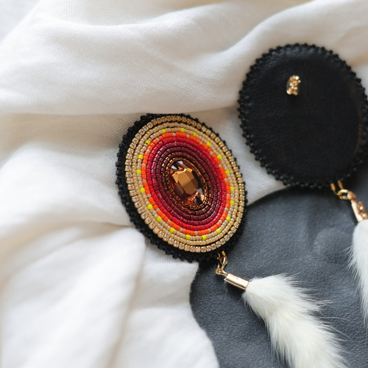 Beth Rose Designs Beaded Fire Colour & Ermine Tail Earrings