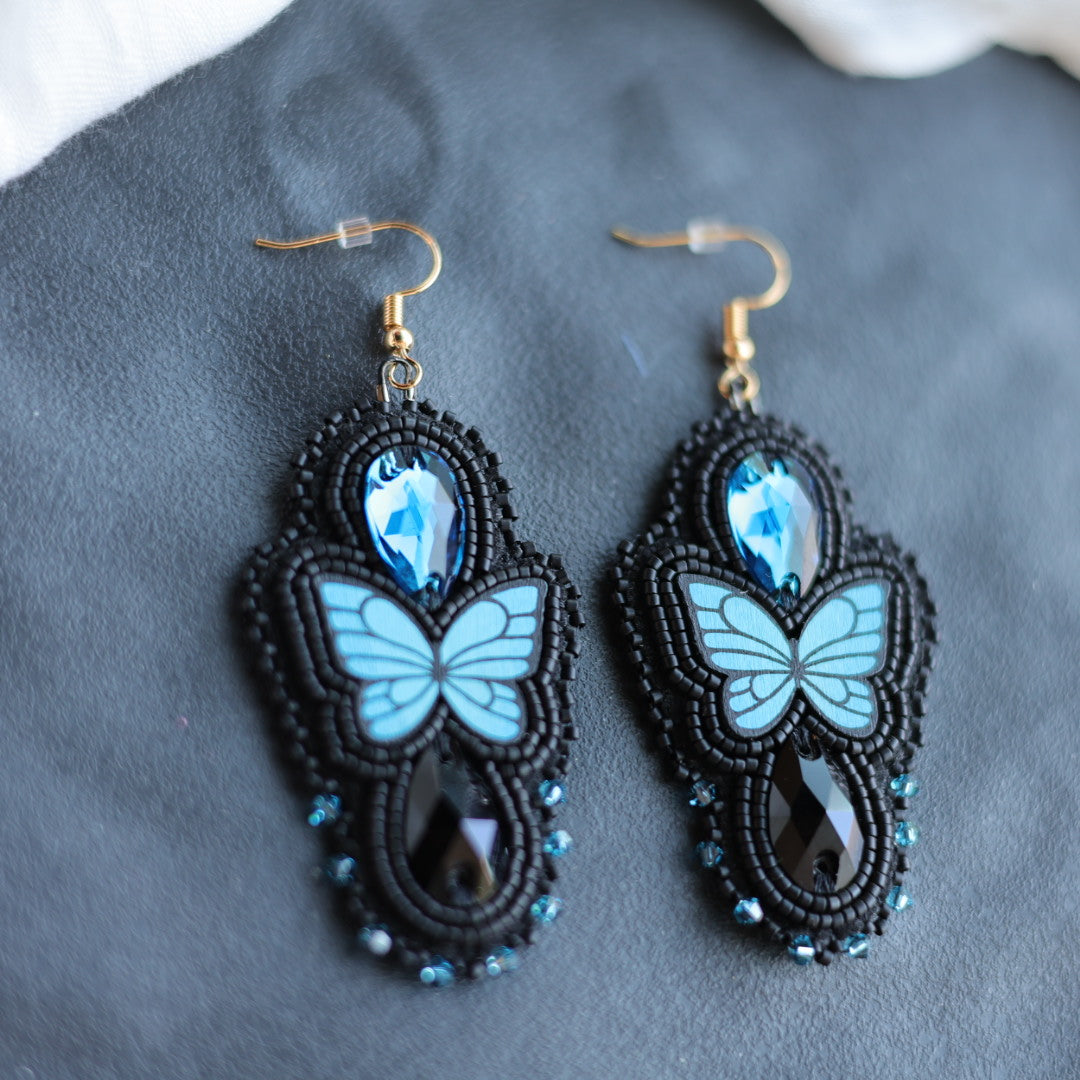 Beth Rose Designs Blue Butterfly Gem Drop Earrings