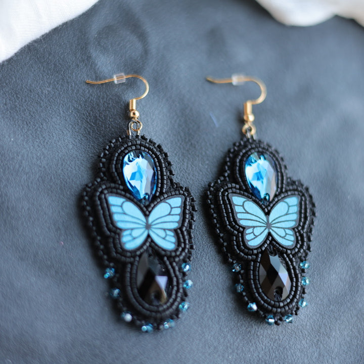 Beth Rose Designs Blue Butterfly Gem Drop Earrings