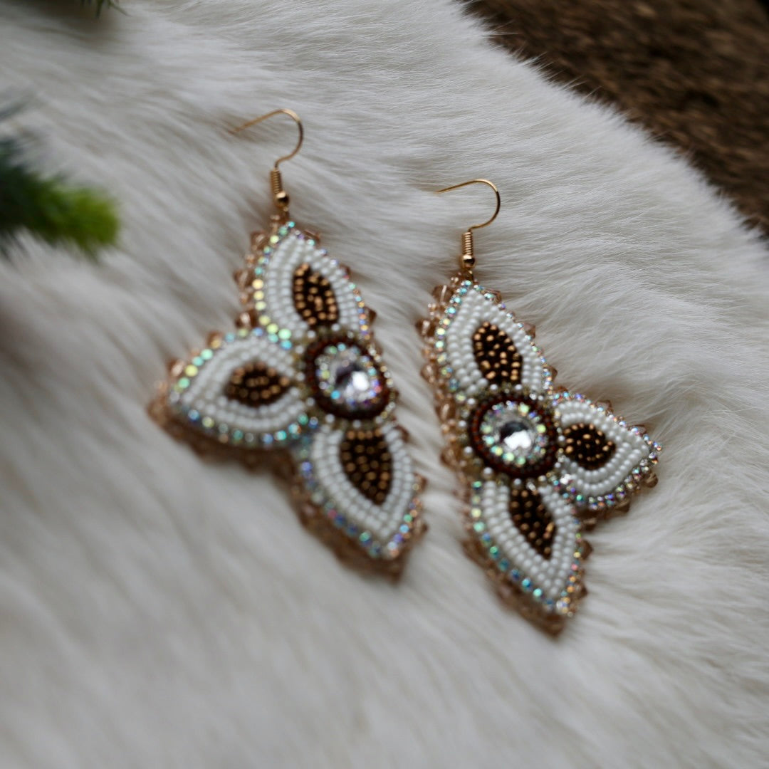 Mercedes G. Moody Neutral Half Floral Earrings