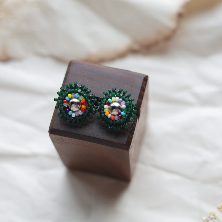 TLee Beads Tiny Brass Conch Beaded Studs