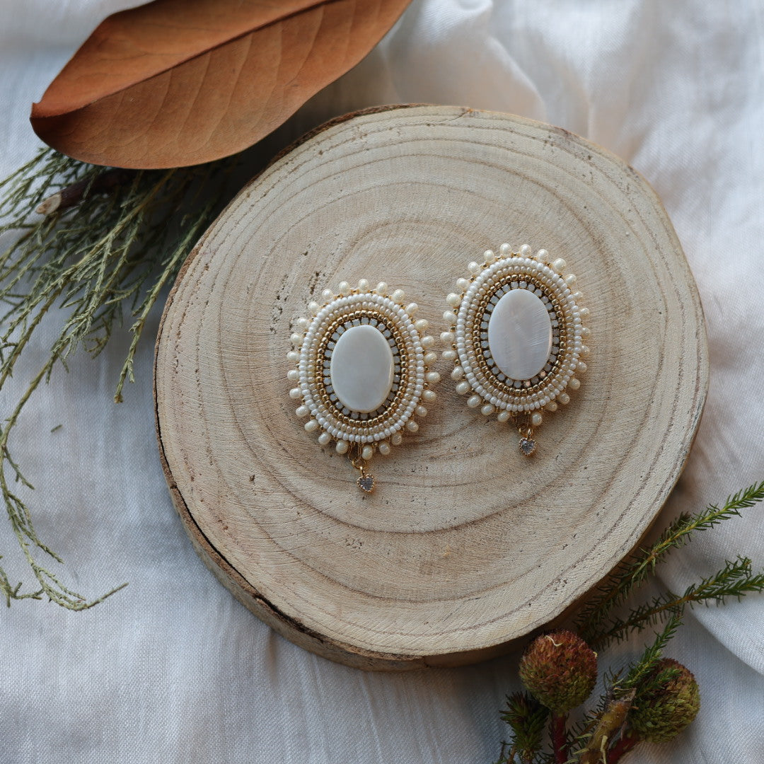 Boreal Forest Beads Mother Of Pearl Earrings