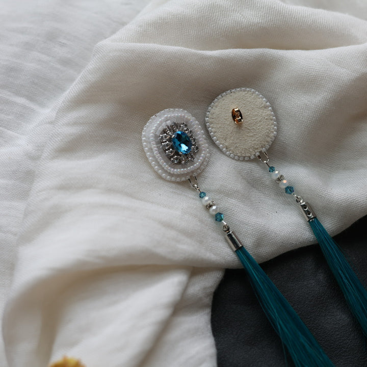 Beth Rose Designs Blue Gem & Horsehair Earrings