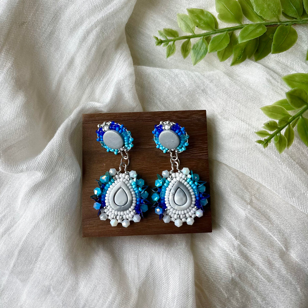 Prairie Beads Blue Ombre Tiered Beaded Earrings