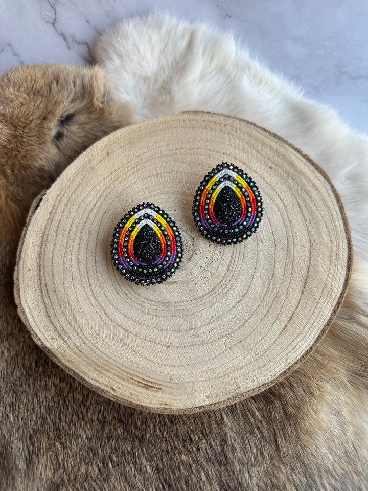 Four Directions Sunset Teardrop Beaded Earrings