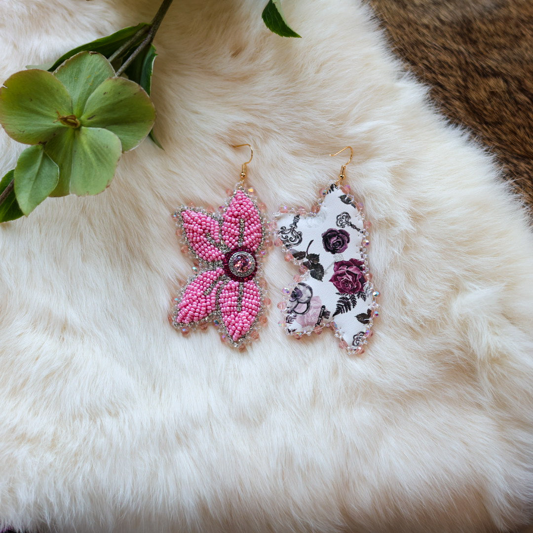 Mercedes G. Bubblegum Raised Half Floral Earrings Large