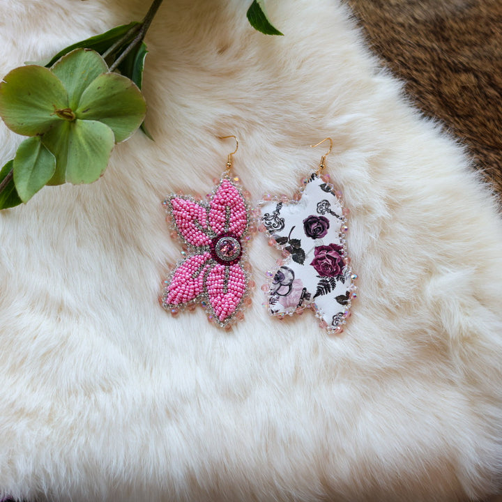 Mercedes G. Bubblegum Raised Half Floral Earrings Large