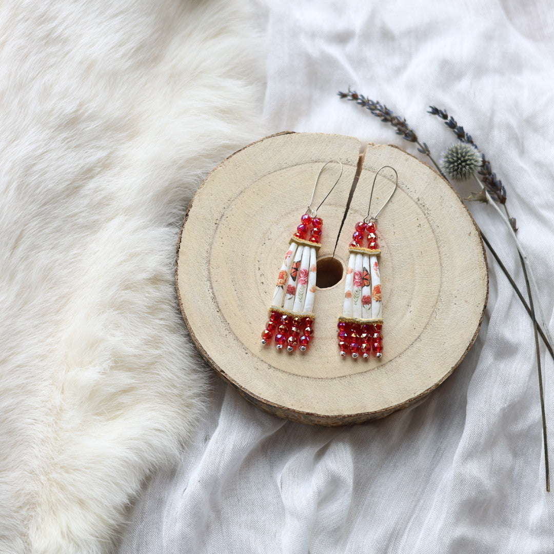 Janet L. Stacked Dentalium Earrings