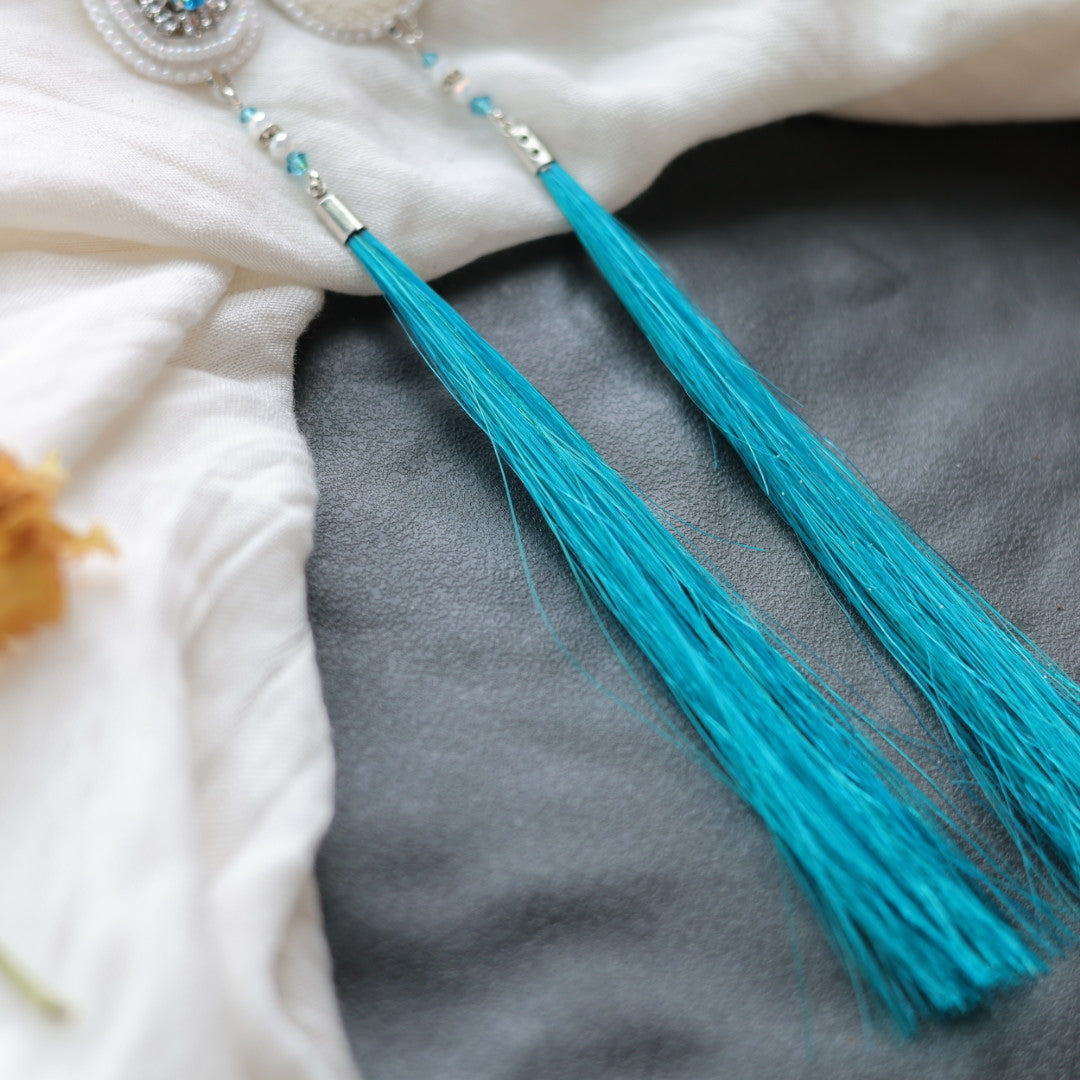 Beth Rose Designs Blue Gem & Horsehair Earrings