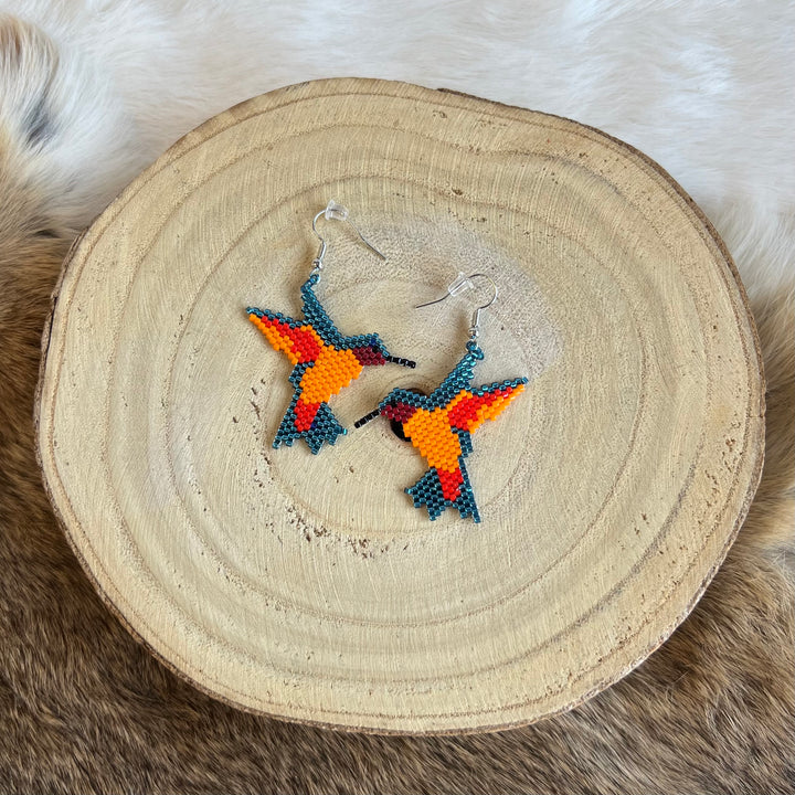Janet B. Beaded Hummingbird Earrings