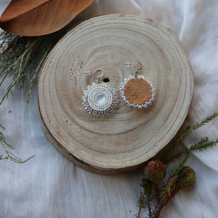 Boreal Forest Beads Pearlescent Round Beaded Earrings