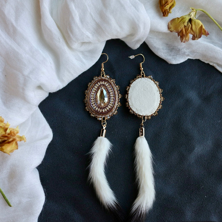 Beth Rose Designs Beaded Teardrop & Ermine Tail Earrings