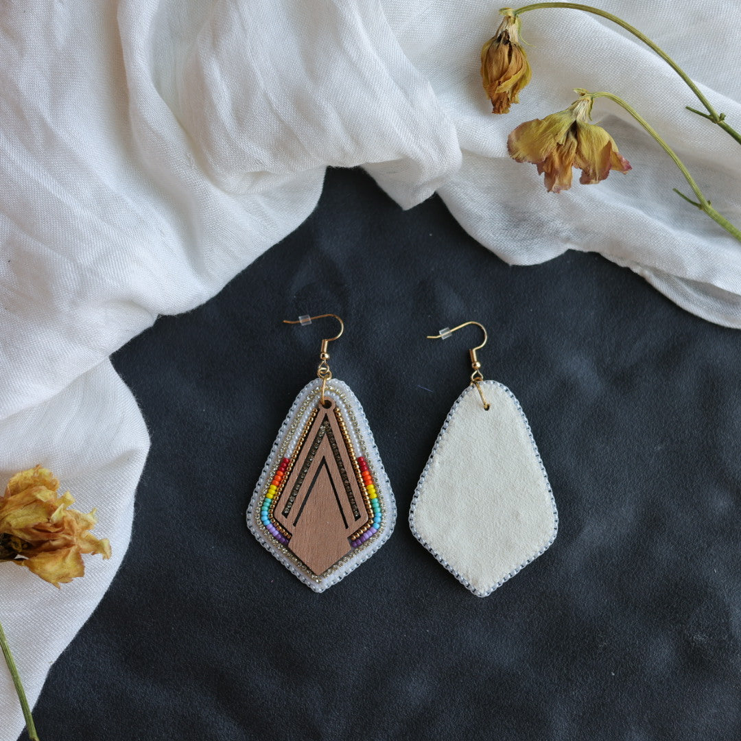 Beth Rose Designs Rainbow Wood Drop Necklace & Earring Set