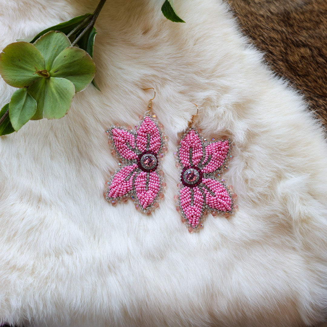 Mercedes G. Bubblegum Raised Half Floral Earrings Large