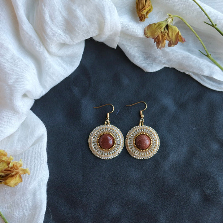Beth Rose Designs Round Goldstone Drop Earrings
