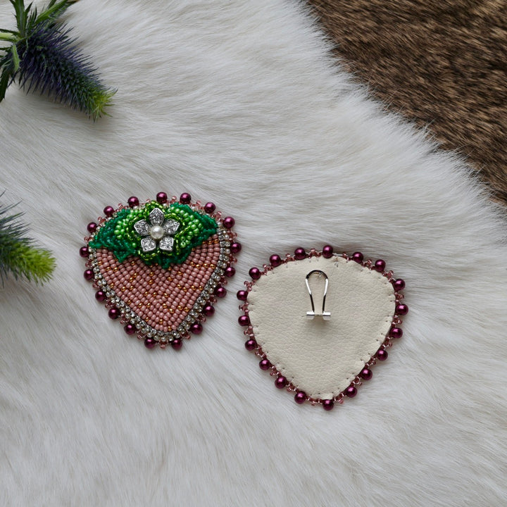 Mercedes G. Pink Strawberry Charm Beaded Earrings