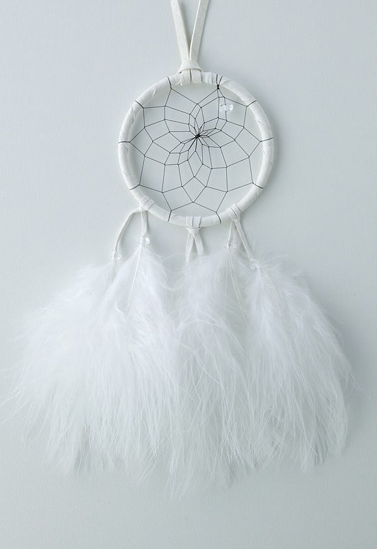 2.5" Dreamcatcher with Fluff Feathers- White