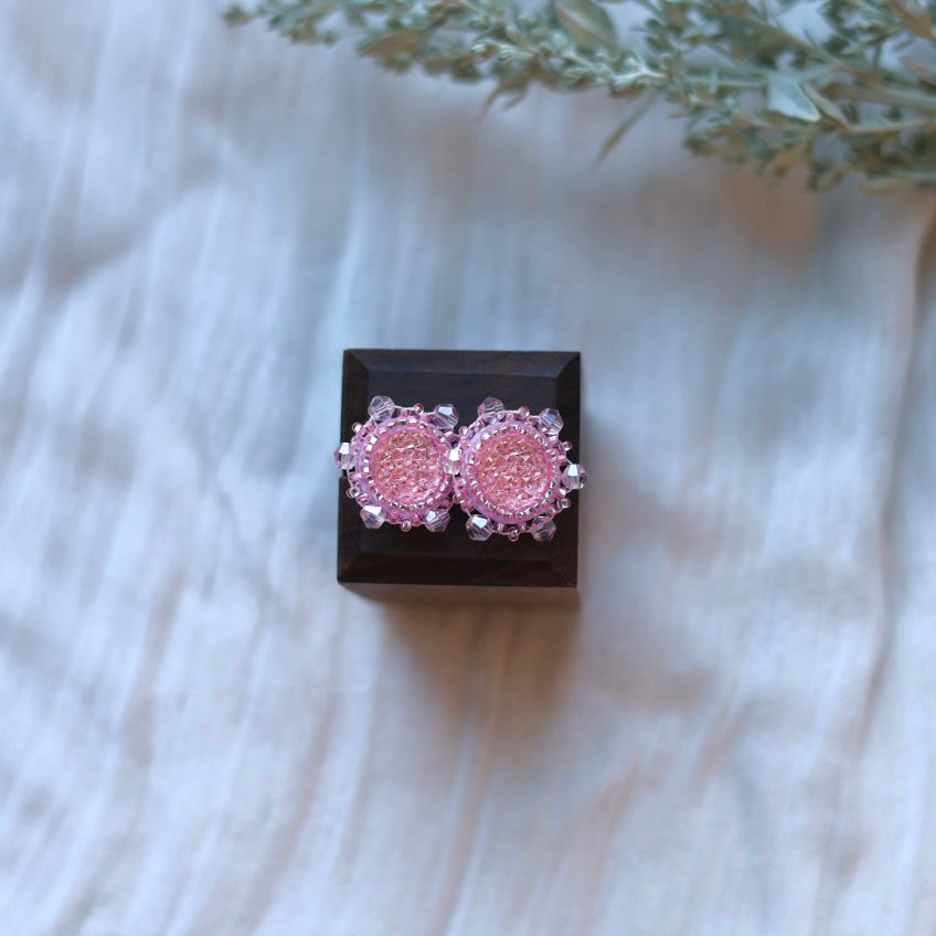 Prairie Beads Petite Pink Beaded Studs