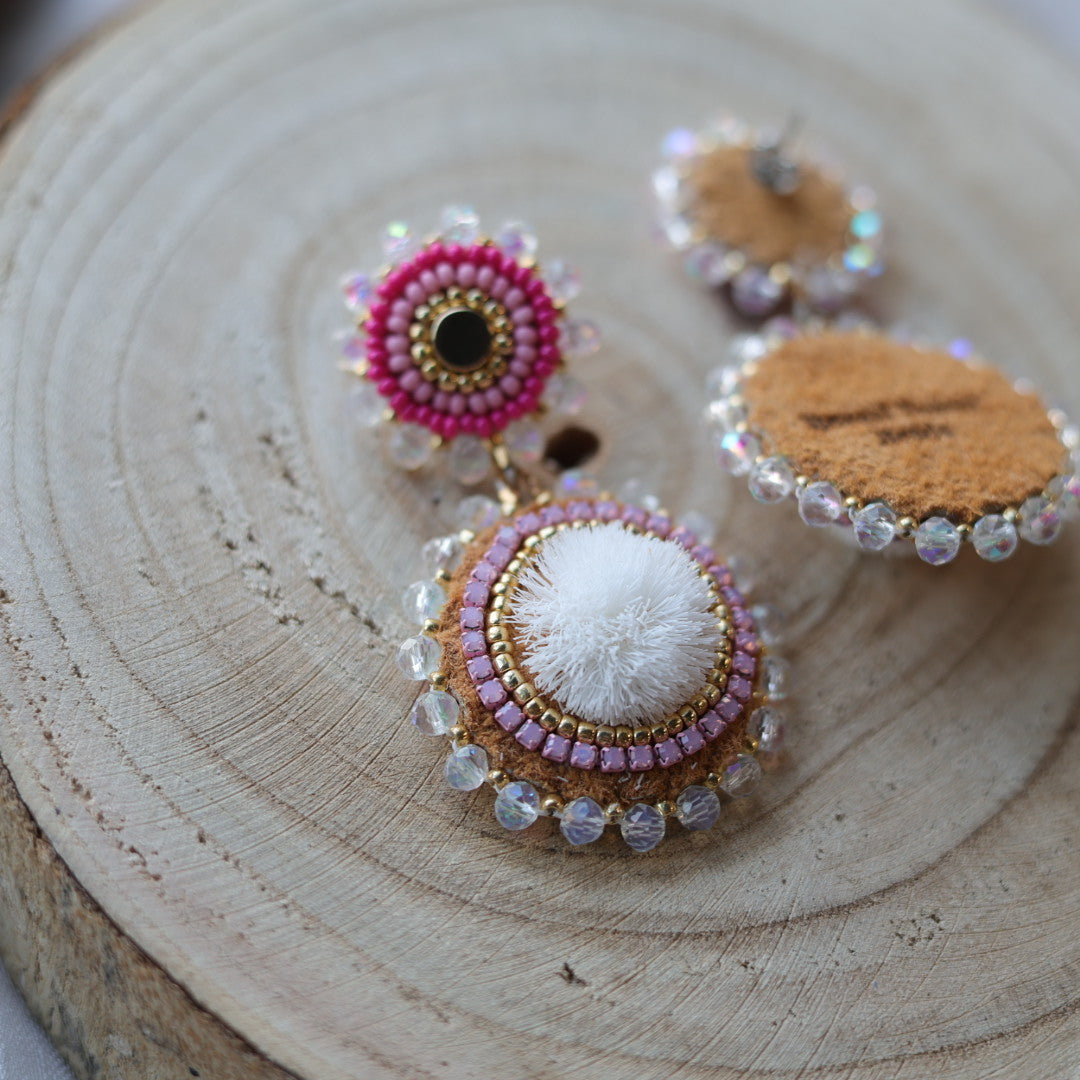 Boreal Forest Beads Tiered Tufted Earrings