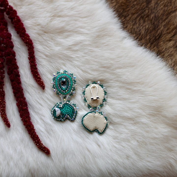 Mercedes G. Tiered Mini Bison Beaded Earrings