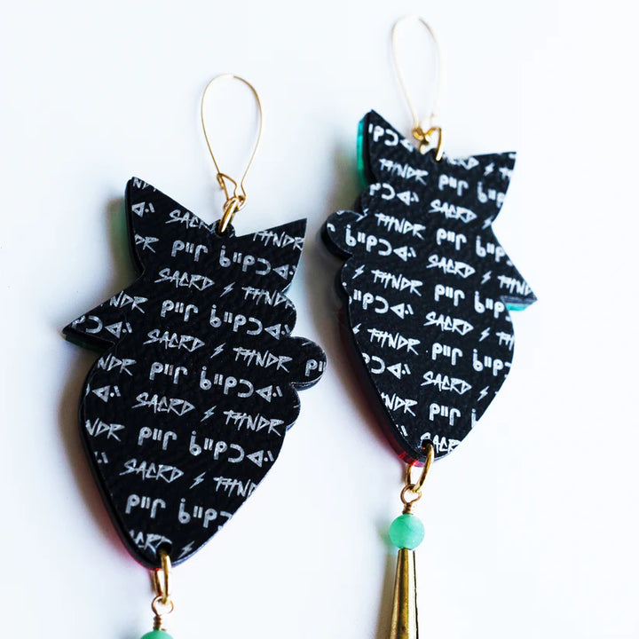 SACRD THNDR Strawberry Medicine//Beaded Fringe Earrings