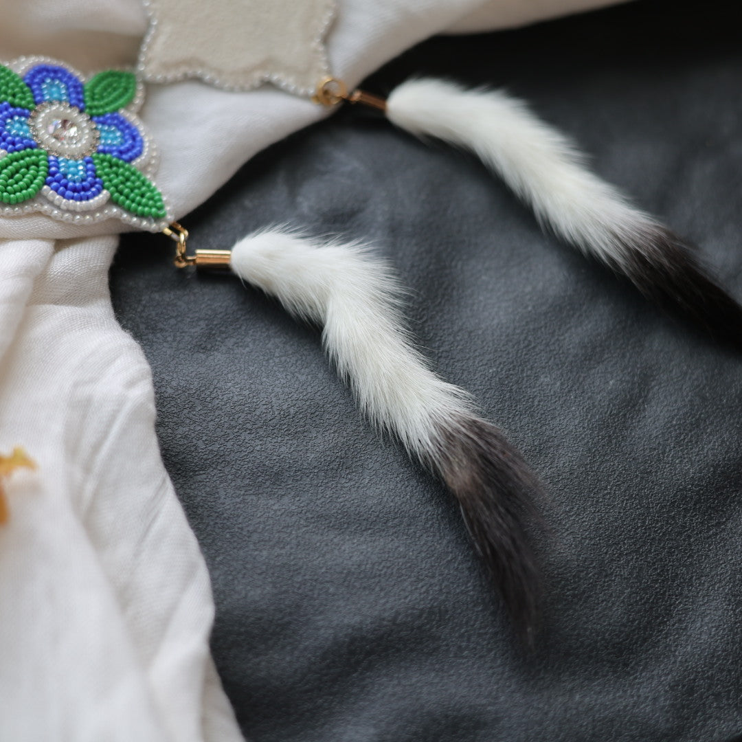 Beth Rose Designs Blue Floral & Ermine Tail Earrings