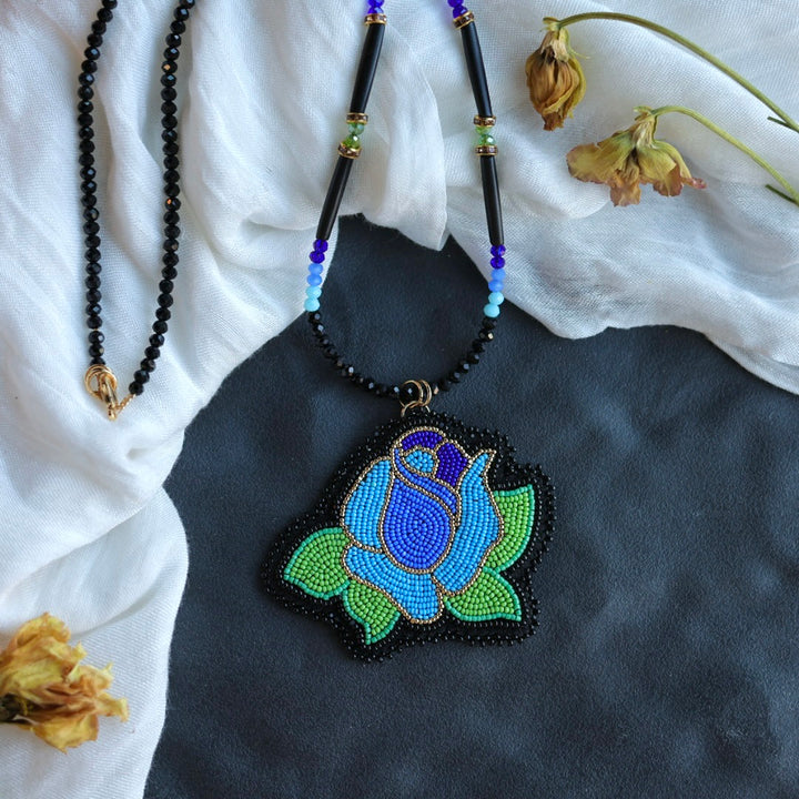 Beth Rose Designs Blue Rose Necklace & Earrings