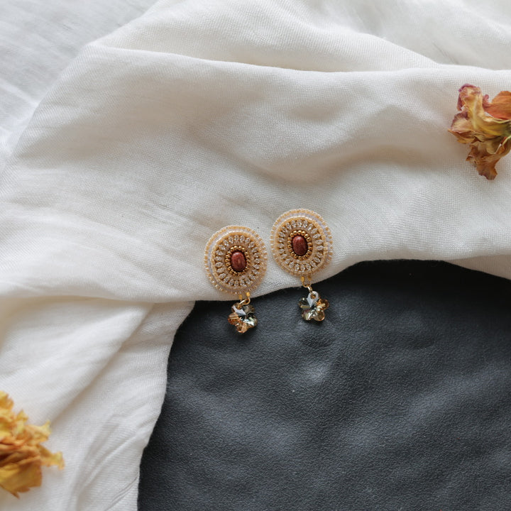 Beth Rose Designs Swarovski Drop Goldstone Beaded Earrings