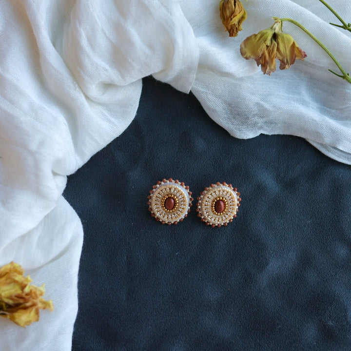 Beth Rose Designs Small Goldstone Beaded Stud Earrings