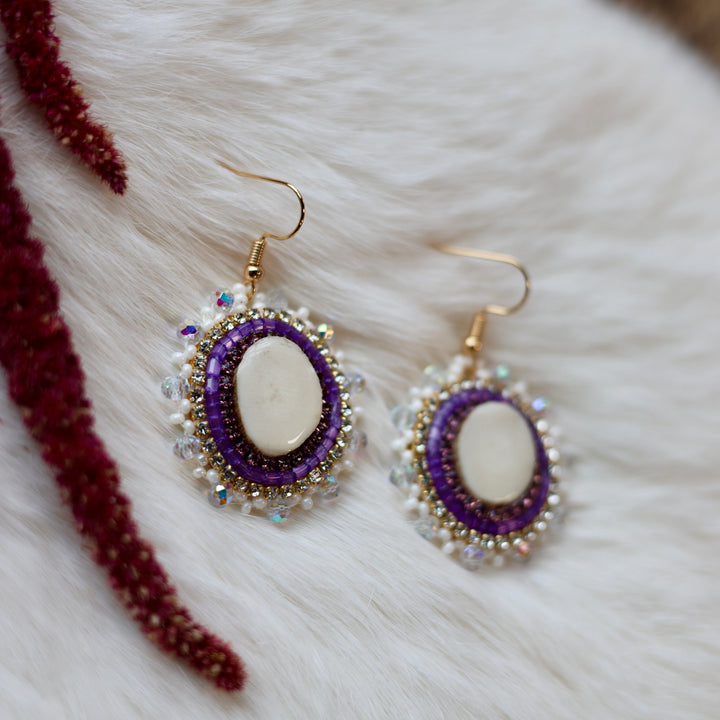 Mercedes G. Dainty Purple Antler Earrings