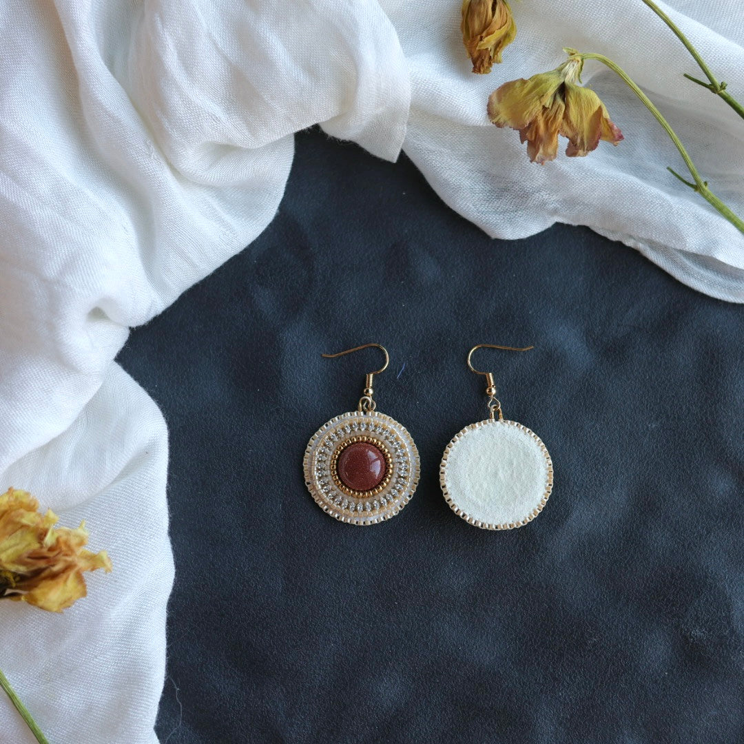Beth Rose Designs Round Goldstone Drop Earrings